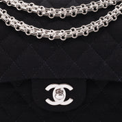 Chanel Classic Double Flap Bag Medium Jersey Schwarz Mademoiselle PHW