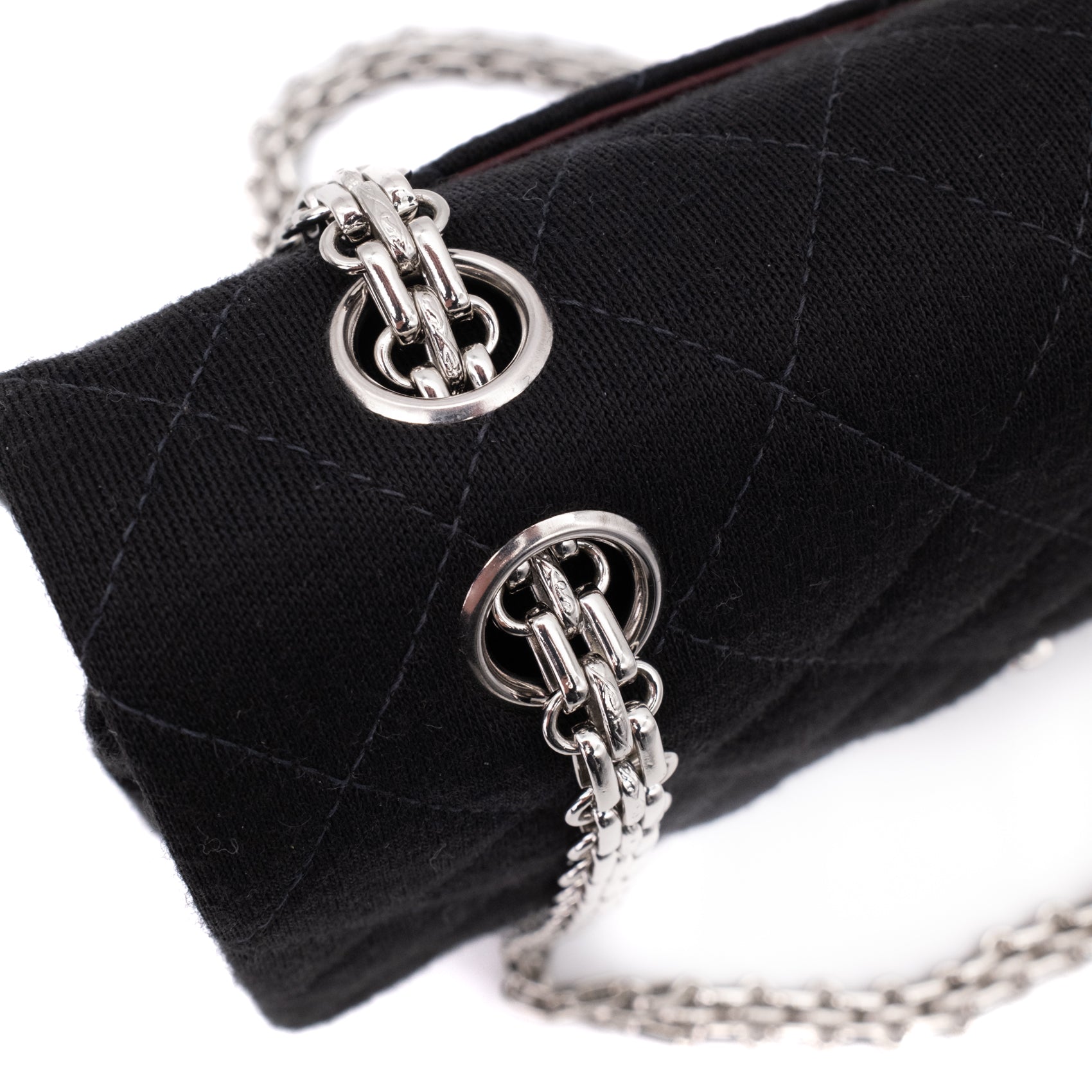Chanel Classic Double Flap Bag Medium Jersey Schwarz Mademoiselle PHW