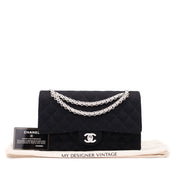 Chanel Classic Double Flap Bag Medium Jersey Schwarz Mademoiselle PHW