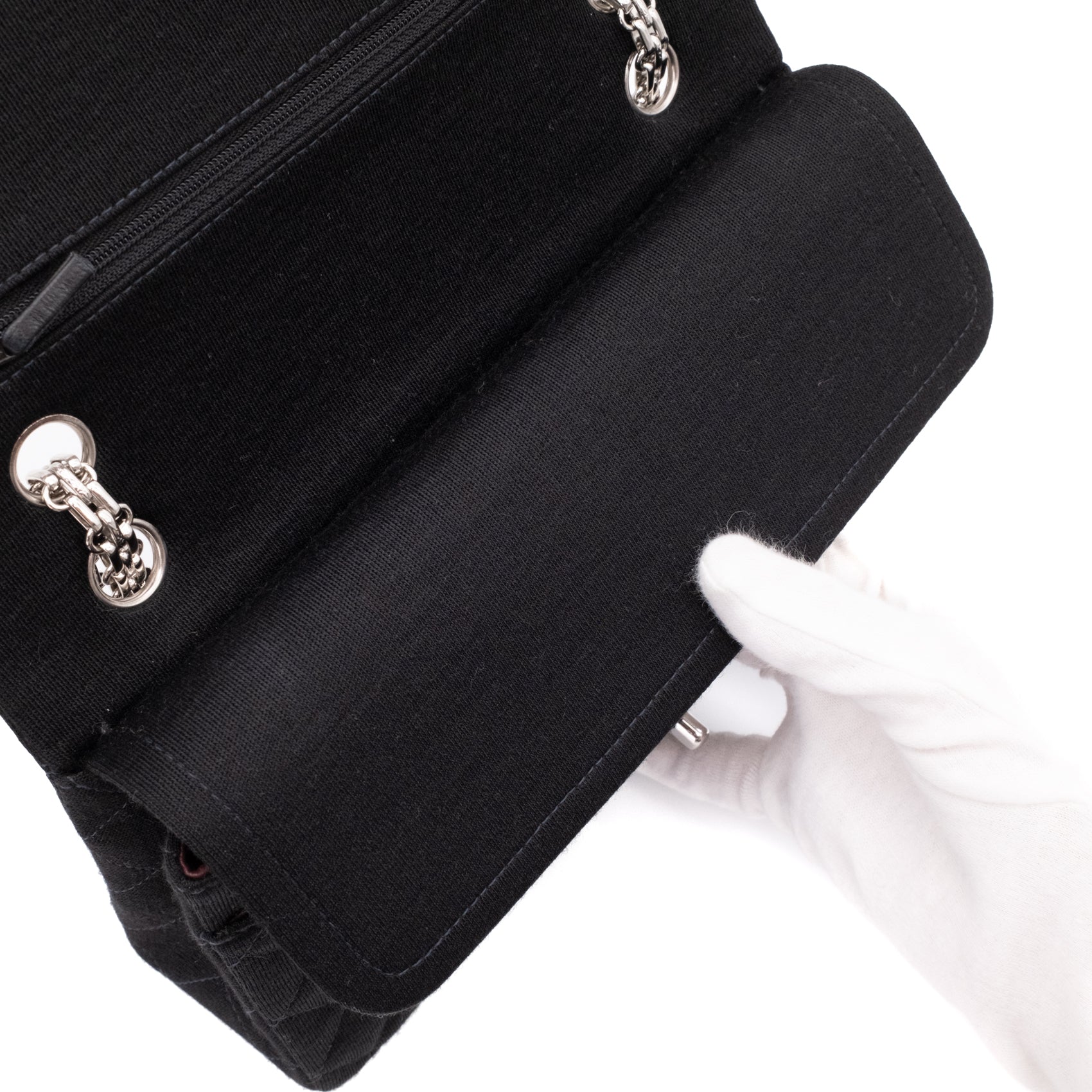 Chanel Classic Double Flap Bag Medium Jersey Schwarz Mademoiselle PHW