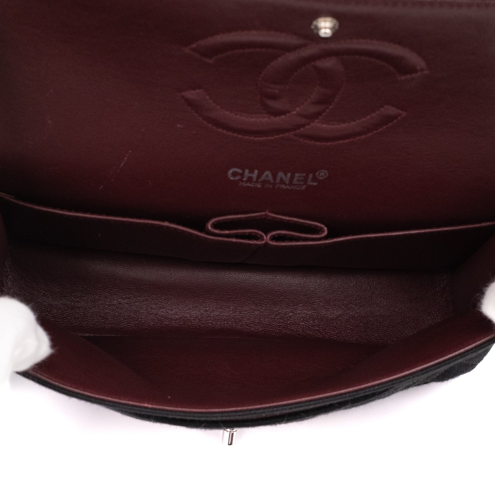 Chanel Classic Double Flap Bag Medium Jersey Schwarz Mademoiselle PHW