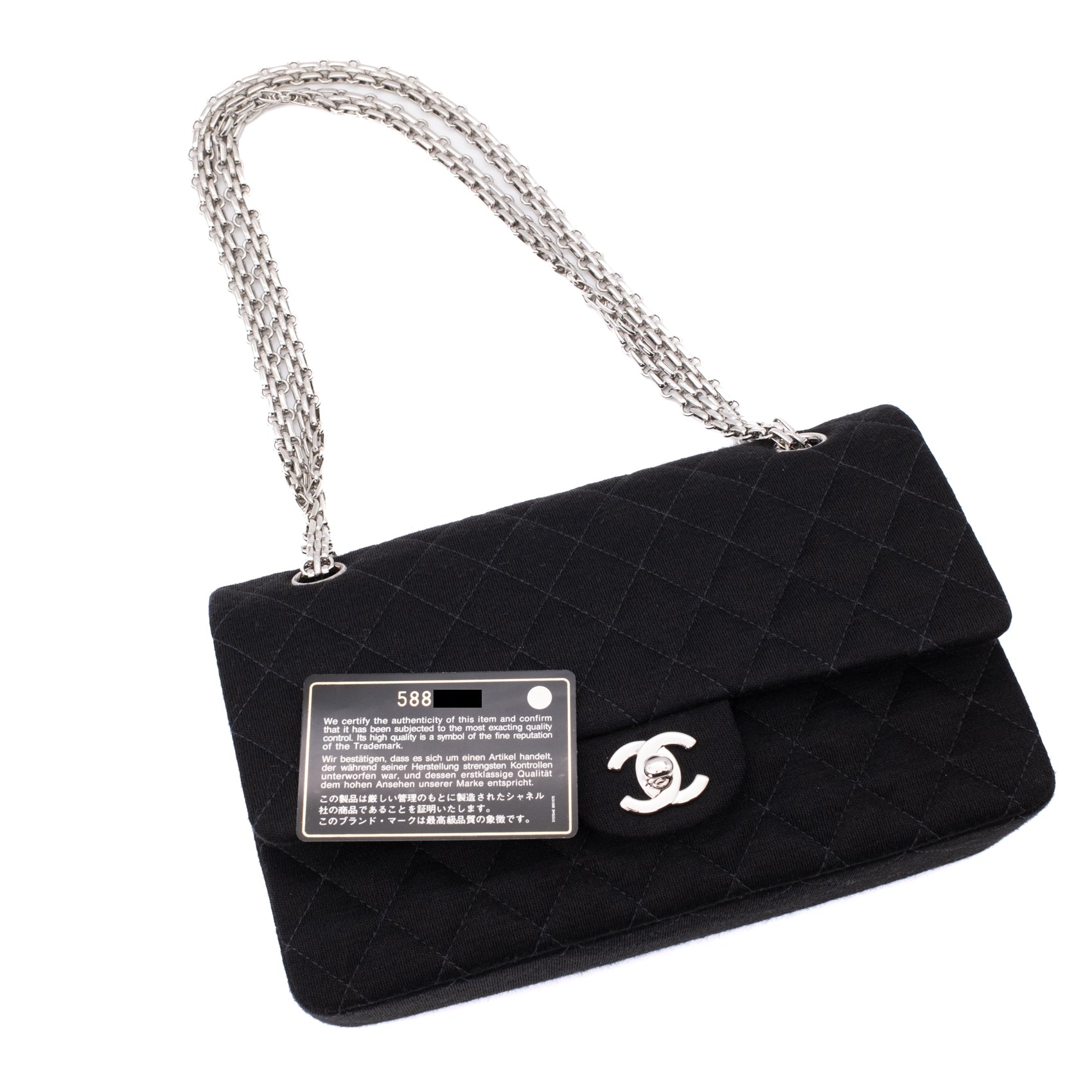 Chanel Classic Double Flap Bag Medium Jersey Schwarz Mademoiselle PHW