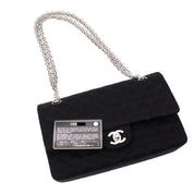 Chanel Classic Double Flap Bag Medium Jersey Schwarz Mademoiselle PHW