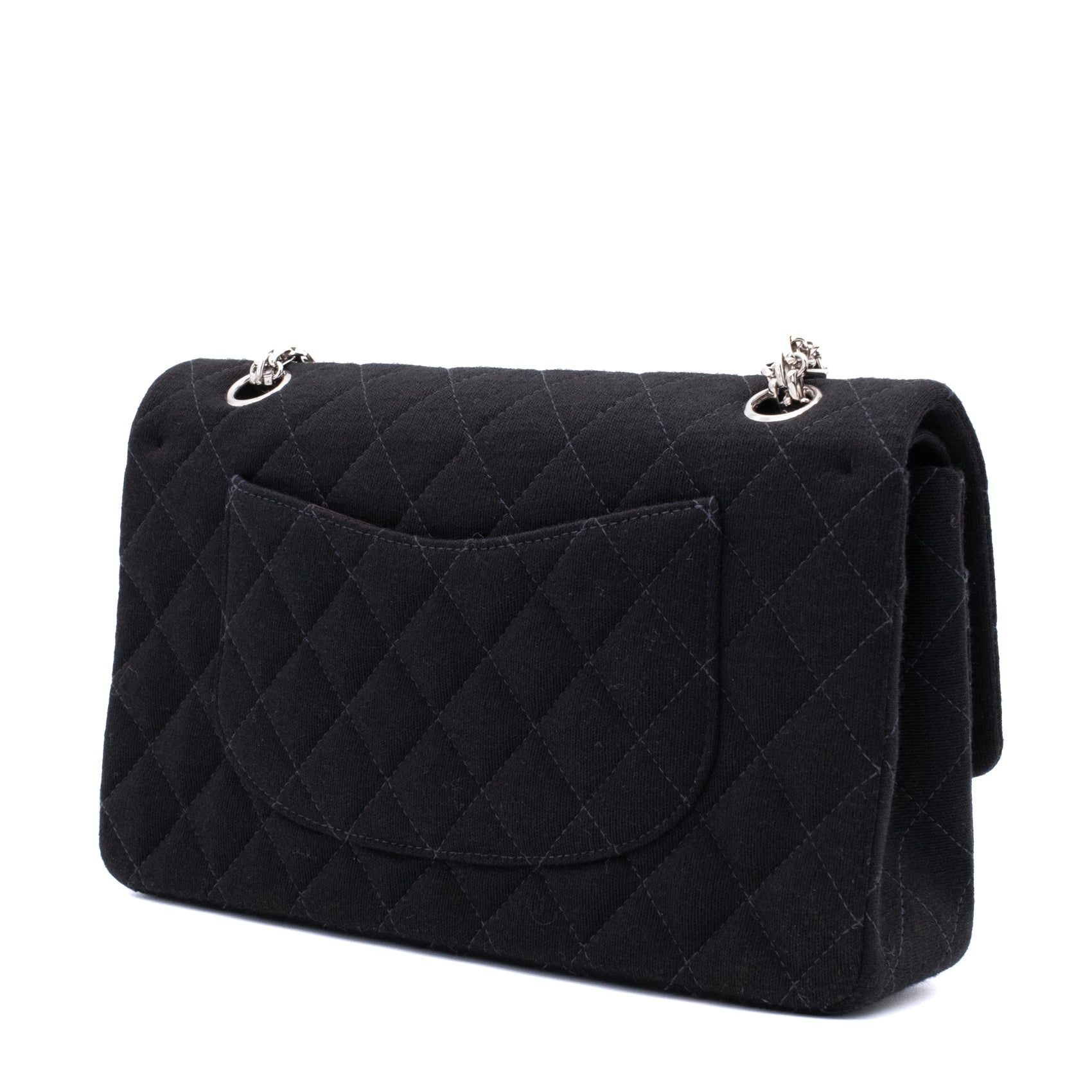 Chanel Classic Double Flap Bag Medium Jersey Schwarz Mademoiselle PHW