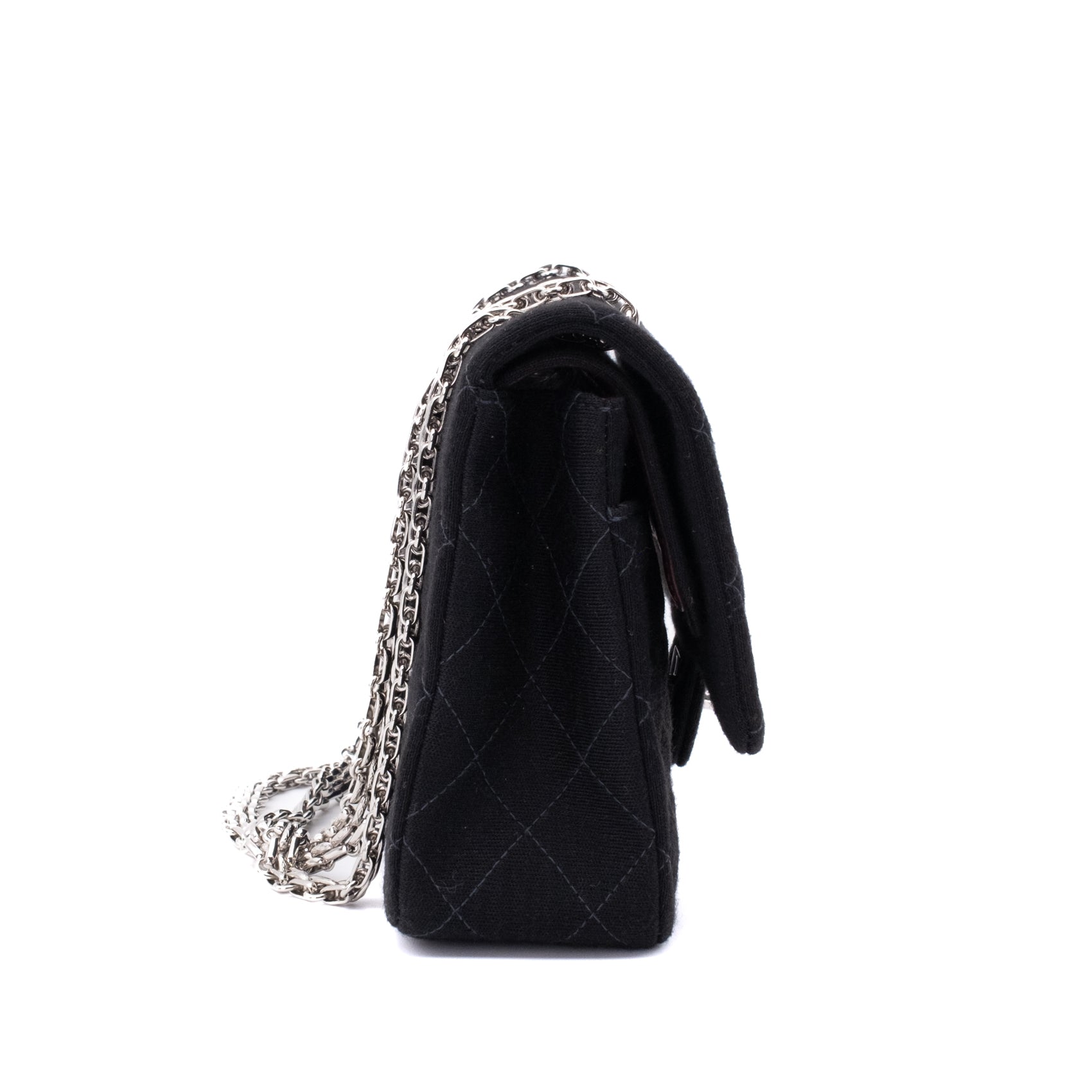Chanel Classic Double Flap Bag Medium Jersey Schwarz Mademoiselle PHW
