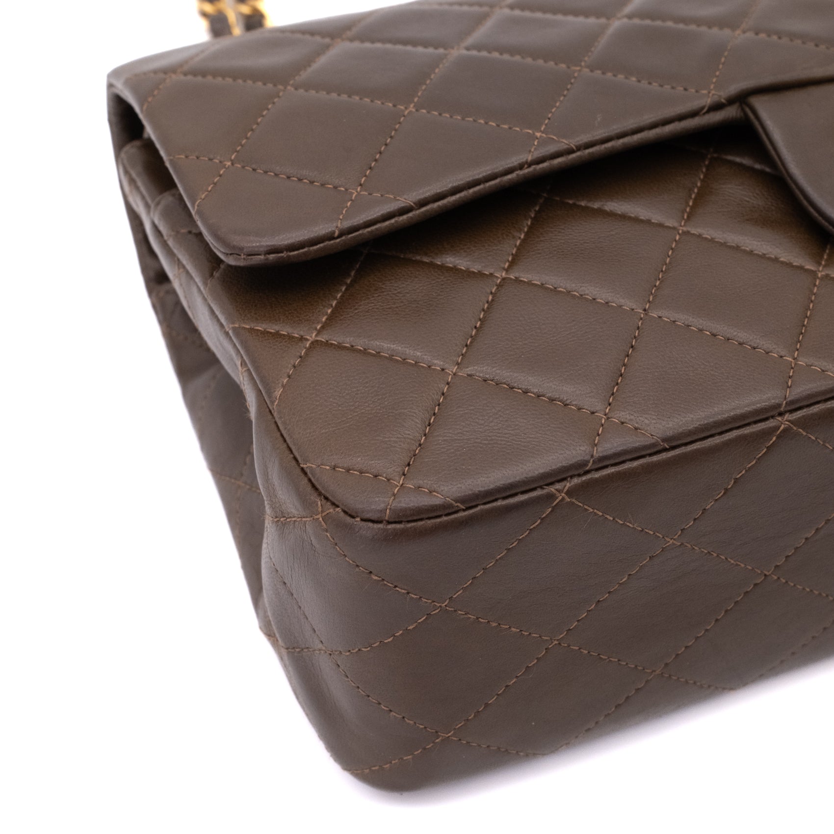 Chanel Classic Double Flap Medium Lammleder Khaki Braun GHW 24k