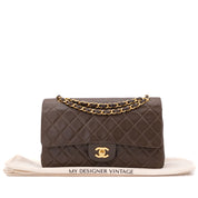 Chanel Classic Double Flap Medium Lammleder Khaki Braun GHW 24k