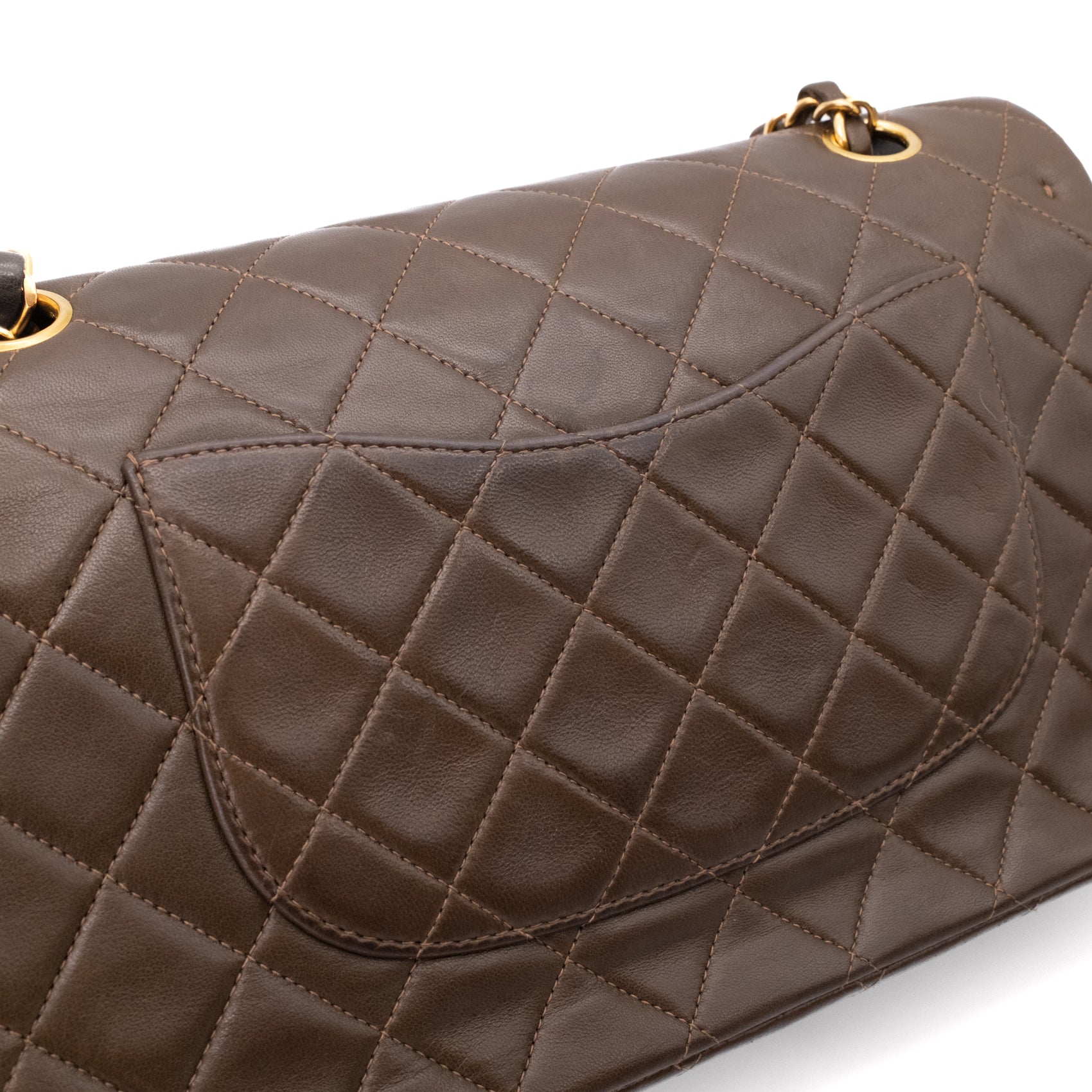 Chanel Classic Double Flap Medium Lammleder Khaki Braun GHW 24k