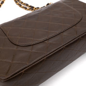 Chanel Classic Double Flap Medium Lammleder Khaki Braun GHW 24k
