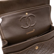 Chanel Classic Double Flap Medium Lammleder Khaki Braun GHW 24k
