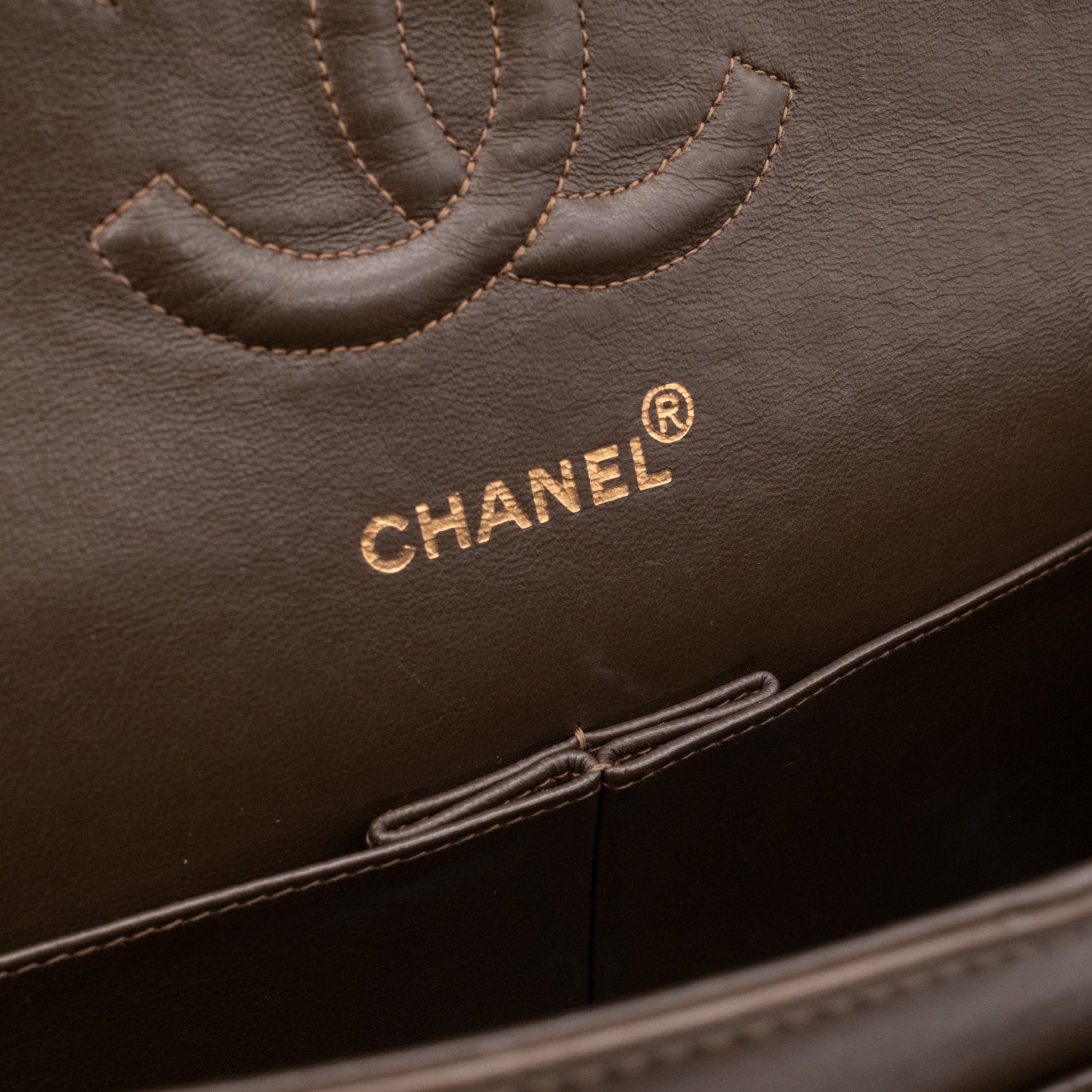 Chanel Classic Double Flap Medium Lammleder Khaki Braun GHW 24k