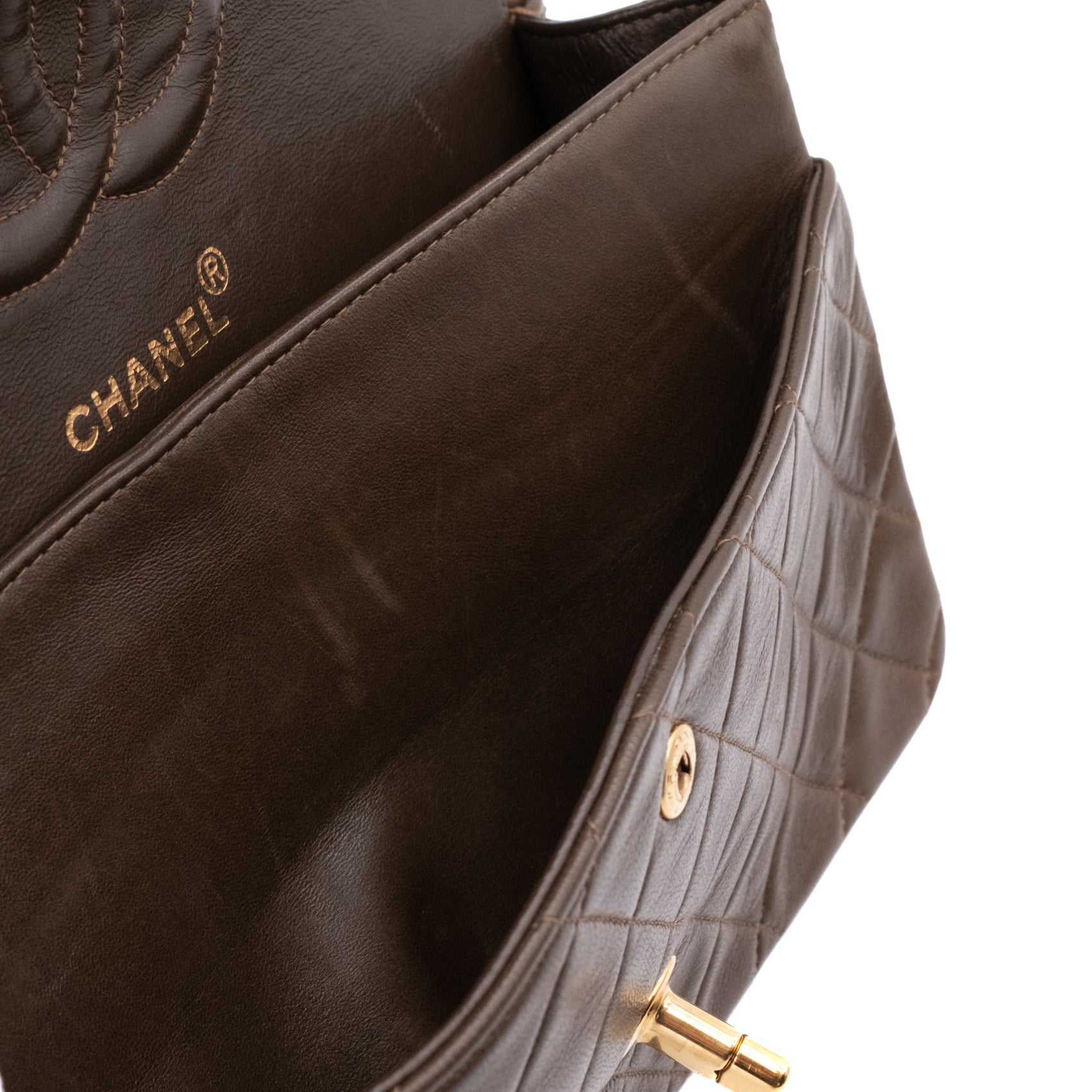 Chanel Classic Double Flap Medium Lammleder Khaki Braun GHW 24k