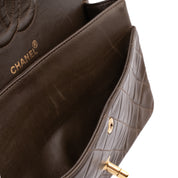 Chanel Classic Double Flap Medium Lammleder Khaki Braun GHW 24k