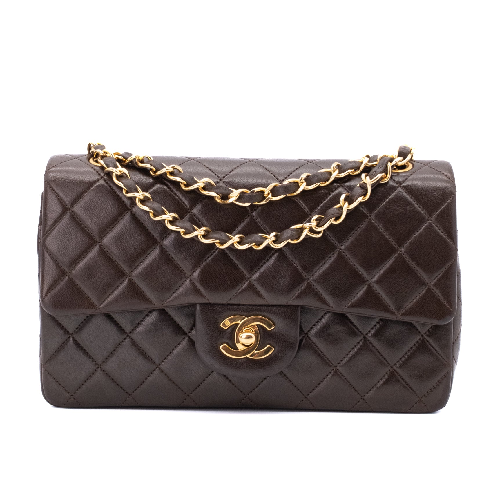 Chanel Classic Double Flap Bag Small Lammleder Braun GHW 24k