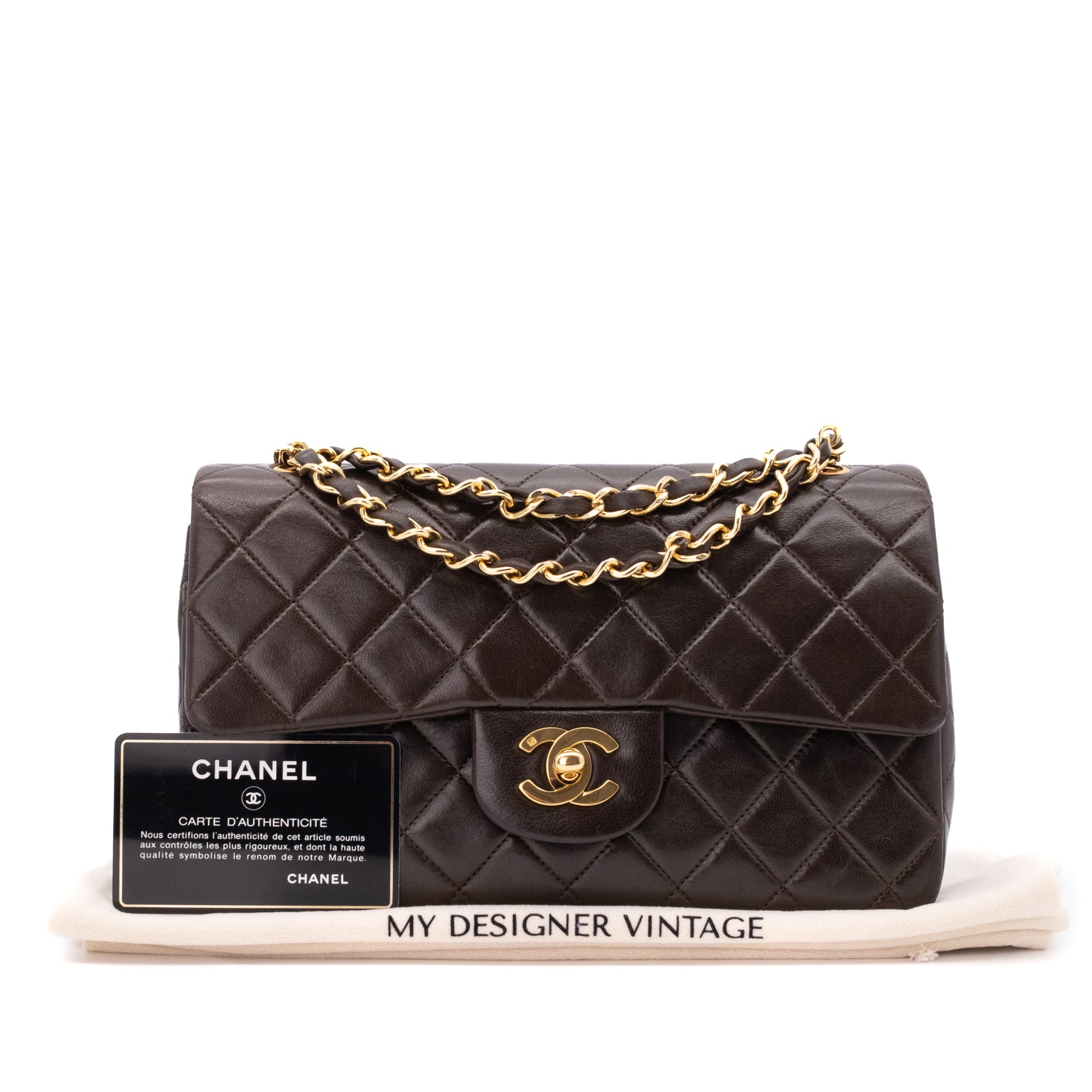 Chanel Classic Double Flap Bag Small Lammleder Braun GHW 24k