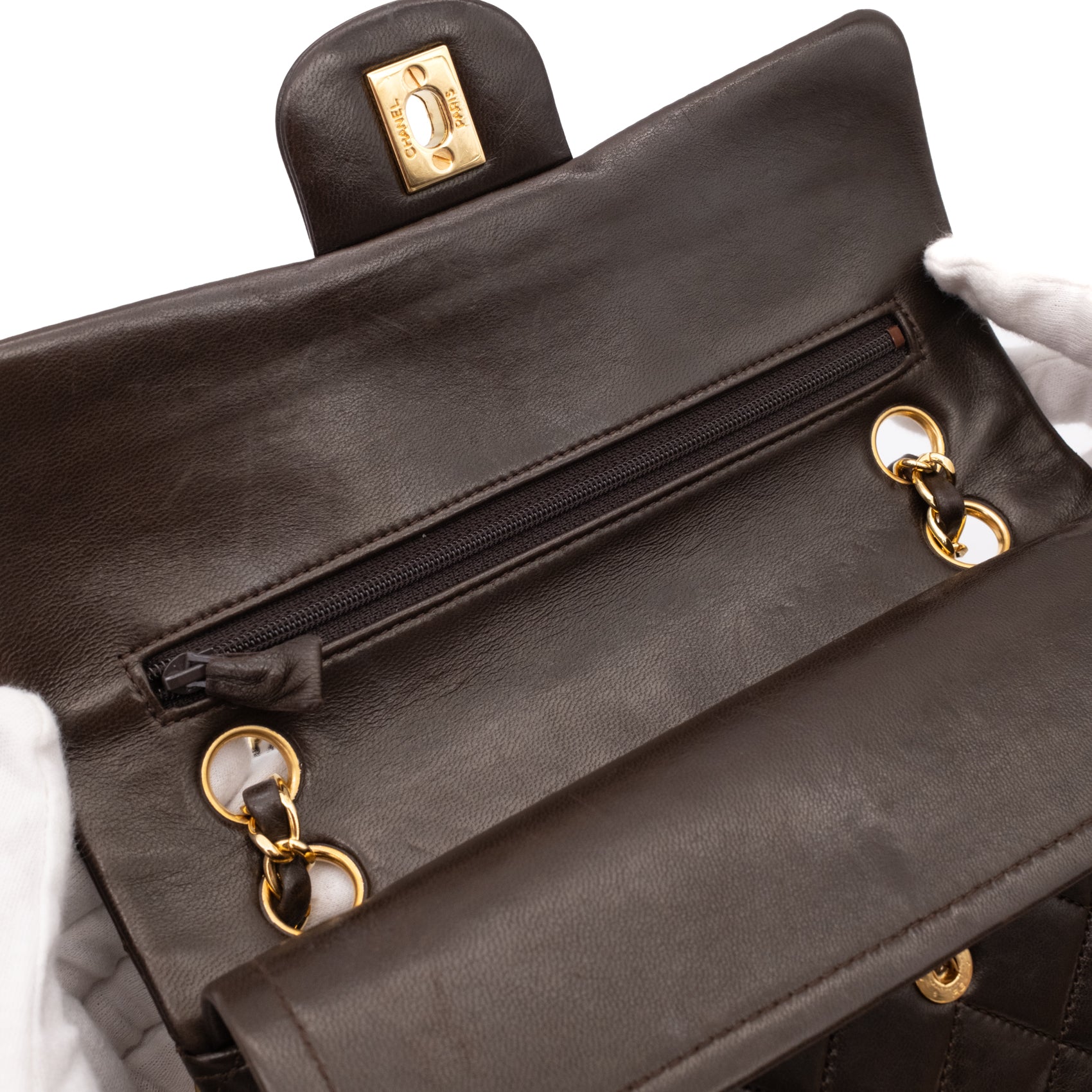 Chanel Classic Double Flap Bag Small Lammleder Braun GHW 24k
