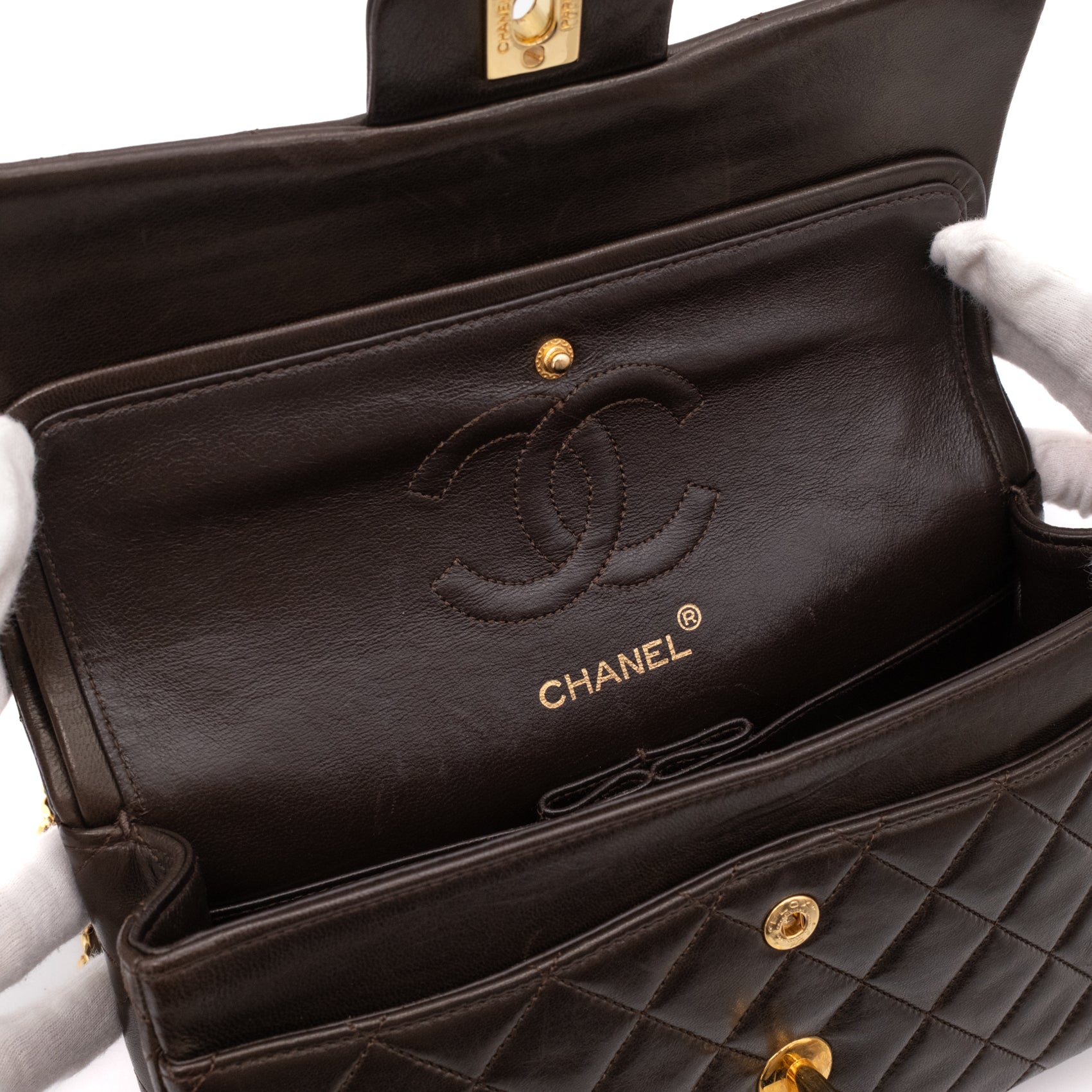 Chanel Classic Double Flap Bag Small Lammleder Braun GHW 24k