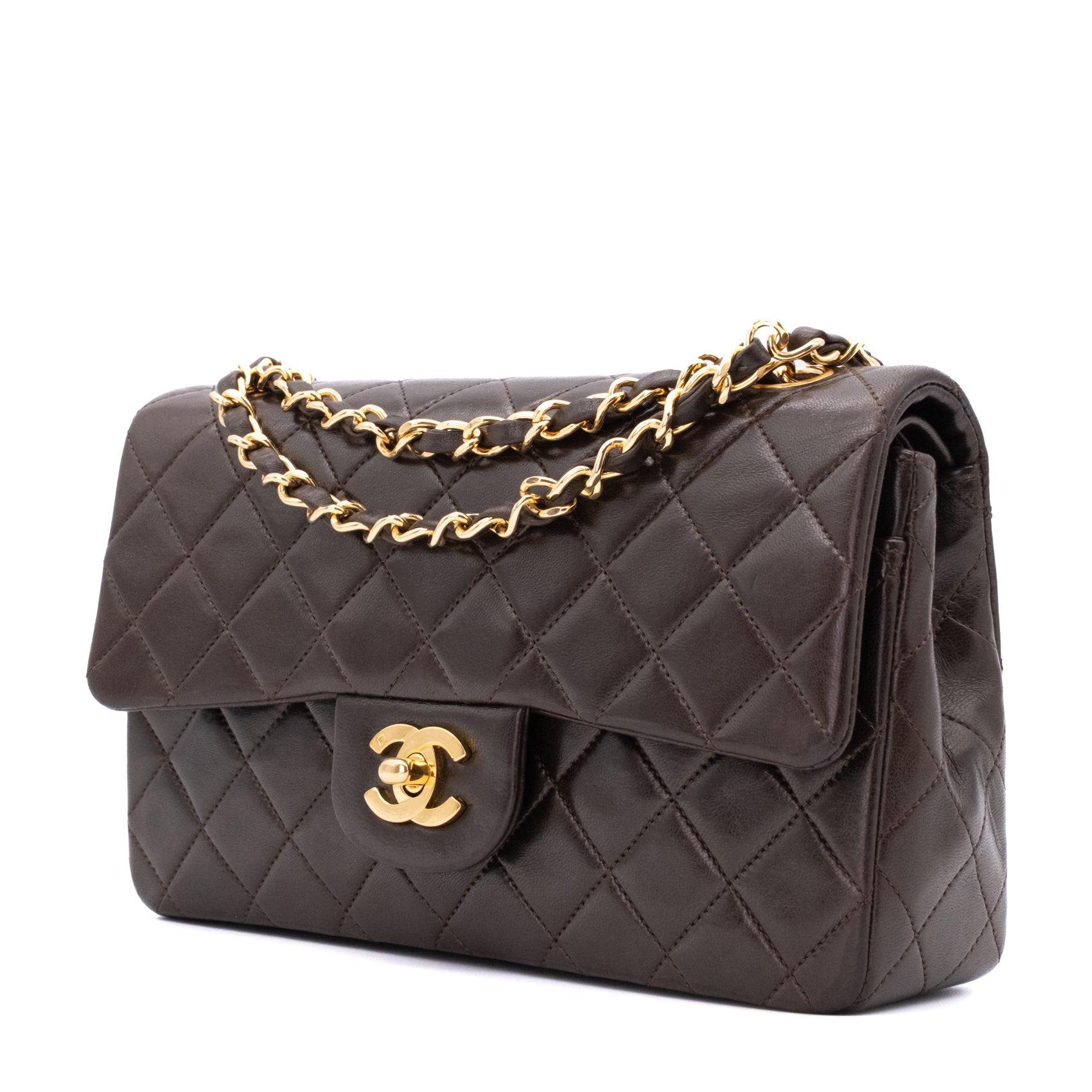 Chanel Classic Double Flap Bag Small Lammleder Braun GHW 24k