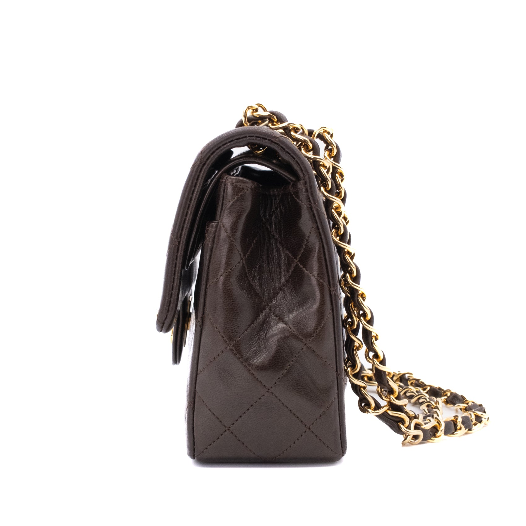 Chanel Classic Double Flap Bag Small Lammleder Braun GHW 24k