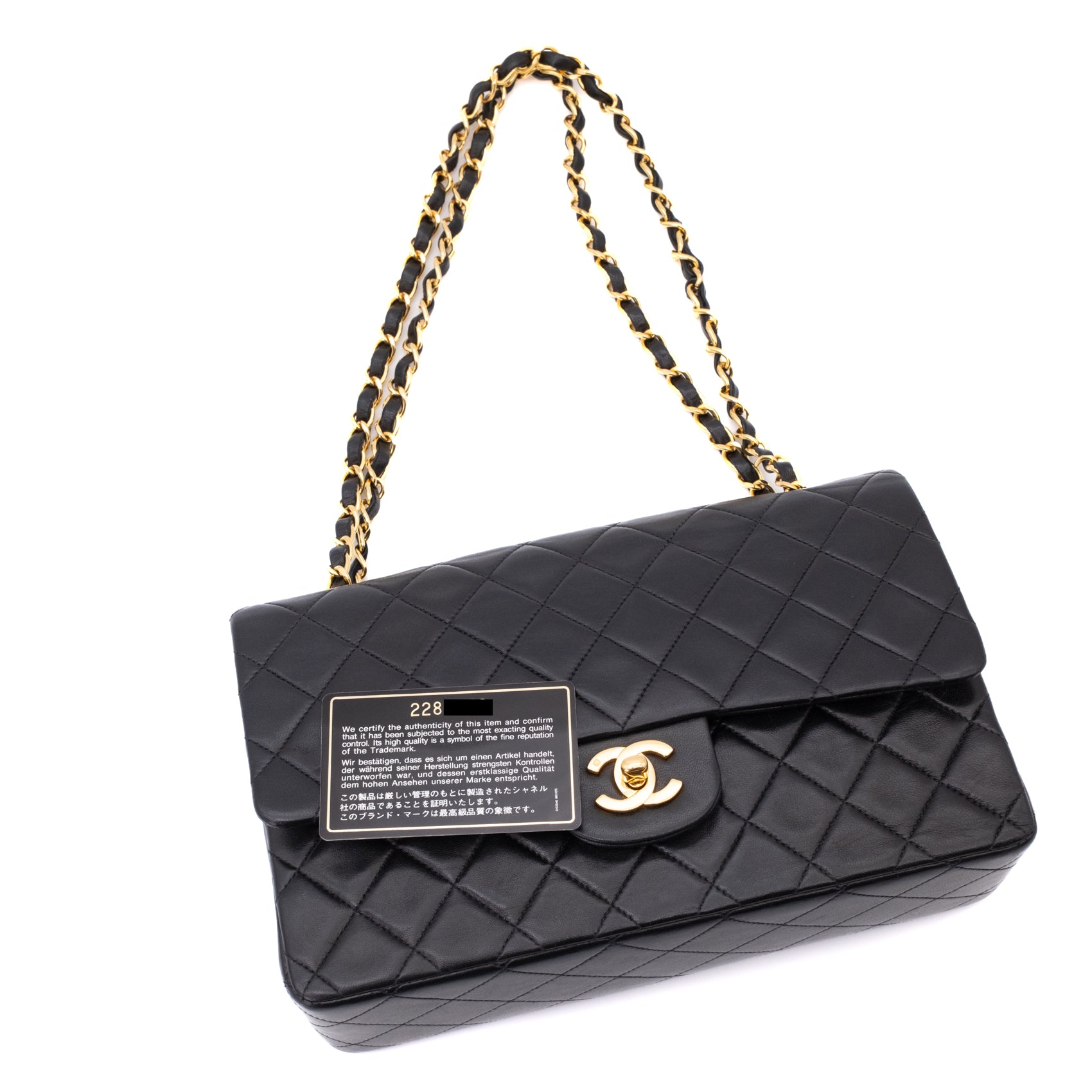 Chanel Classic Double Flap Medium Lammleder Schwarz GHW 24k