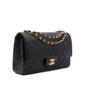 Chanel Classic Double Flap Medium Lammleder Schwarz GHW 24k