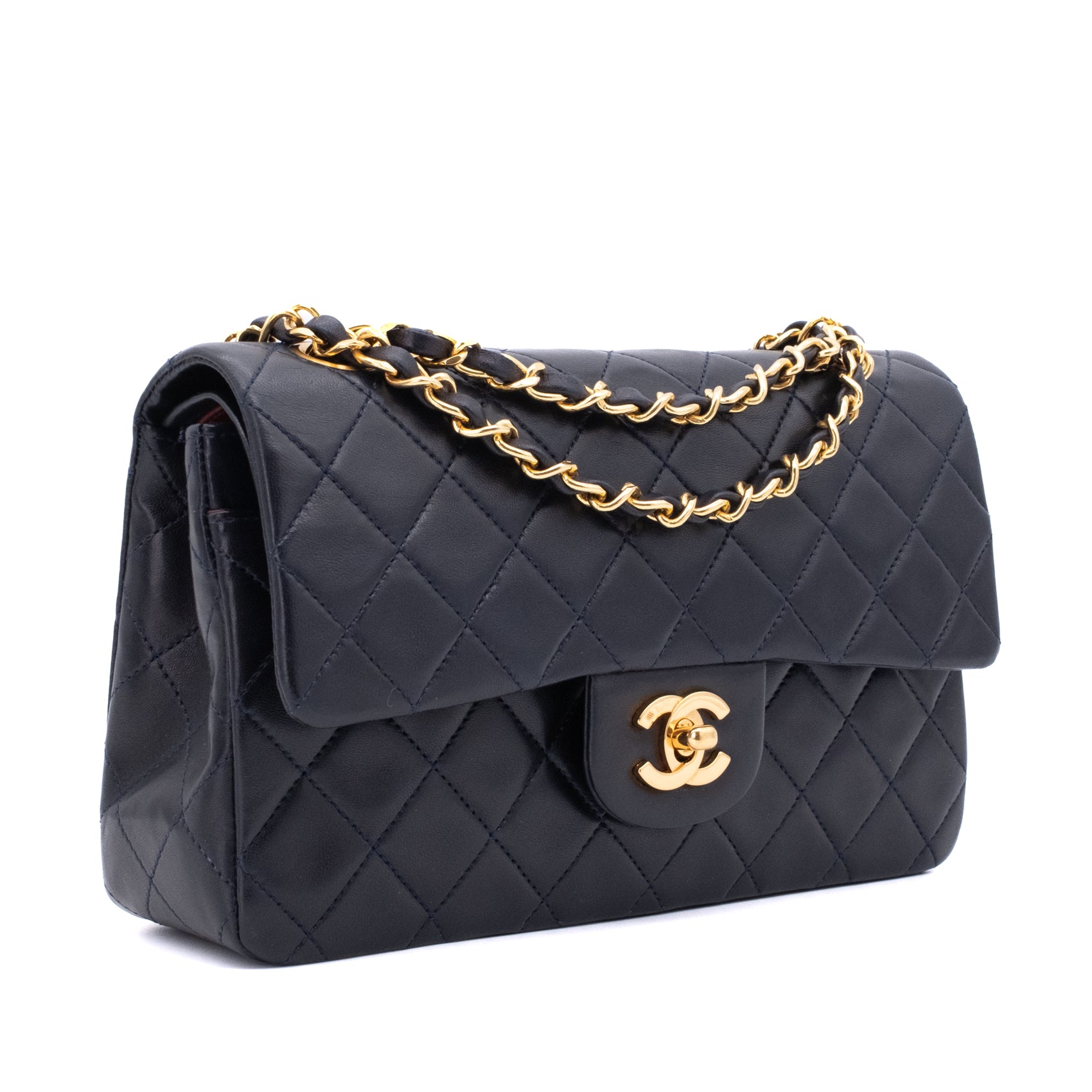 Chanel Classic Double Flap Small Lammleder Dunkelblau GHW 24k