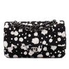 Chanel Classic Double Flap Medium Chevron Tweed Paint Splatter Black White