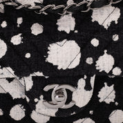 Chanel Classic Double Flap Medium Chevron Tweed Paint Splatter Black White