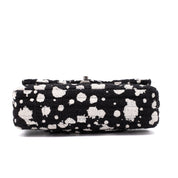 Chanel Classic Double Flap Medium Chevron Tweed Paint Splatter Black White