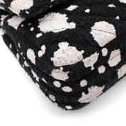 Chanel Classic Double Flap Medium Chevron Tweed Paint Splatter Black White