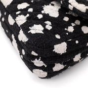 Chanel Classic Double Flap Medium Chevron Tweed Paint Splatter Black White