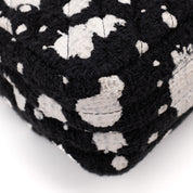 Chanel Classic Double Flap Medium Chevron Tweed Paint Splatter Black White