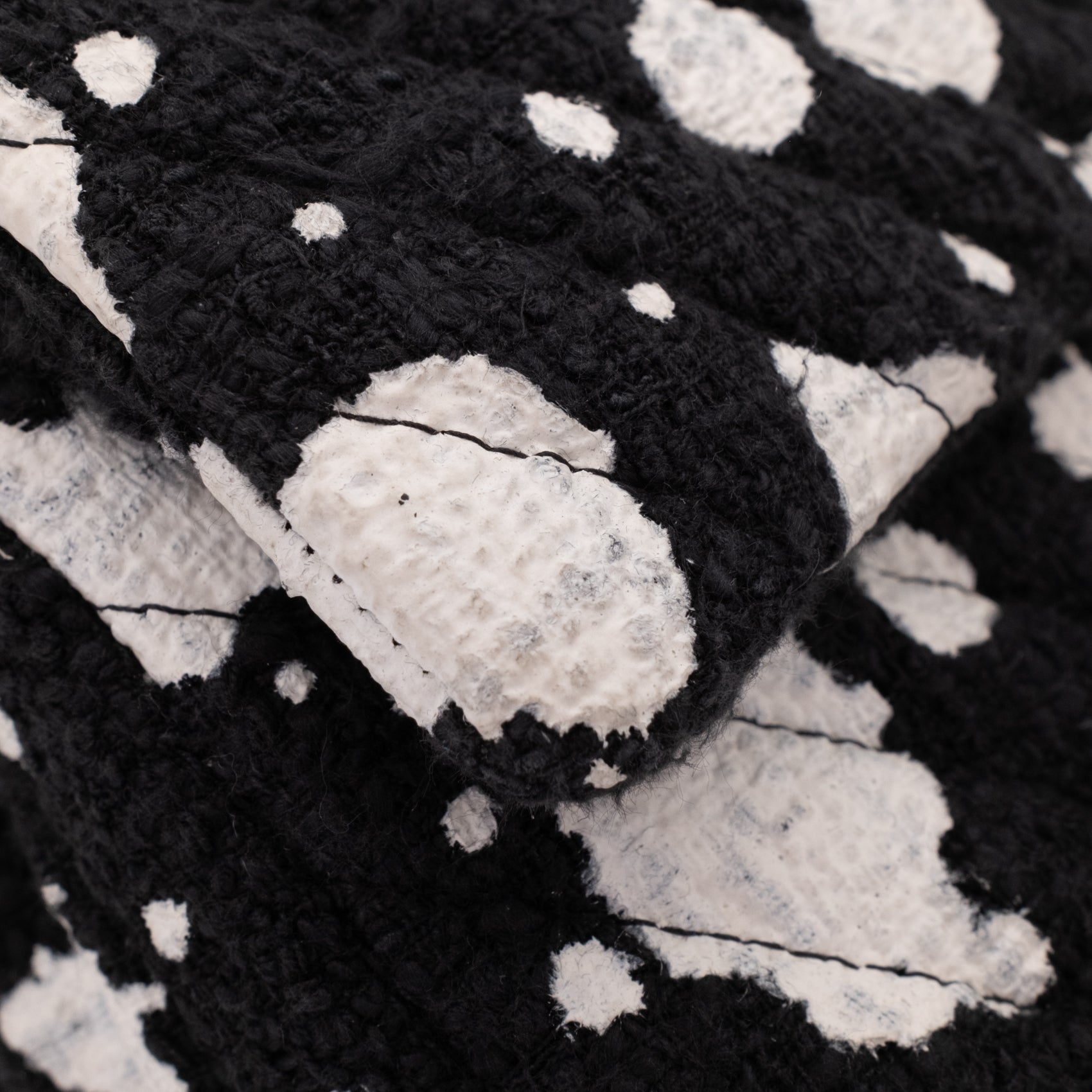 Chanel Classic Double Flap Medium Chevron Tweed Paint Splatter Black White