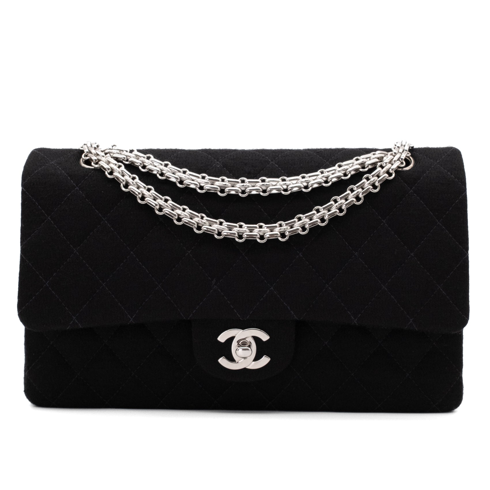 Chanel Classic Double Flap Medium Jersey Schwarz Mademoiselle PHW