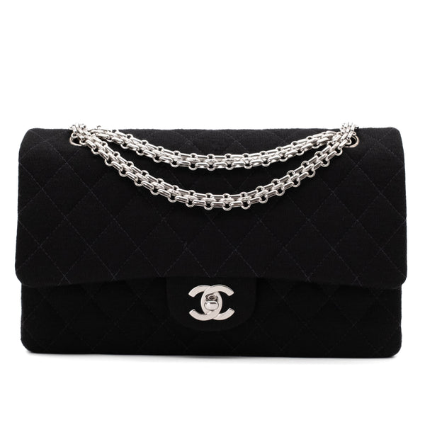 Chanel Classic Double Flap Medium Jersey Schwarz Mademoiselle PHW