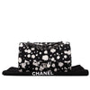 Chanel Classic Double Flap Medium Chevron Tweed Paint Splatter Black White