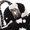 Chanel Classic Double Flap Medium Chevron Tweed Paint Splatter Black White