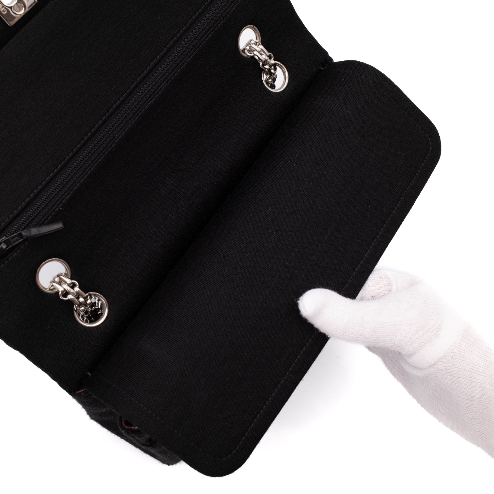 Chanel Classic Double Flap Medium Jersey Schwarz Mademoiselle PHW