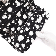 Chanel Classic Double Flap Medium Chevron Tweed Paint Splatter Black White