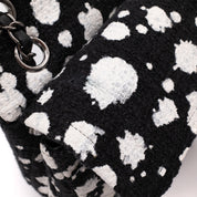 Chanel Classic Double Flap Medium Chevron Tweed Paint Splatter Black White