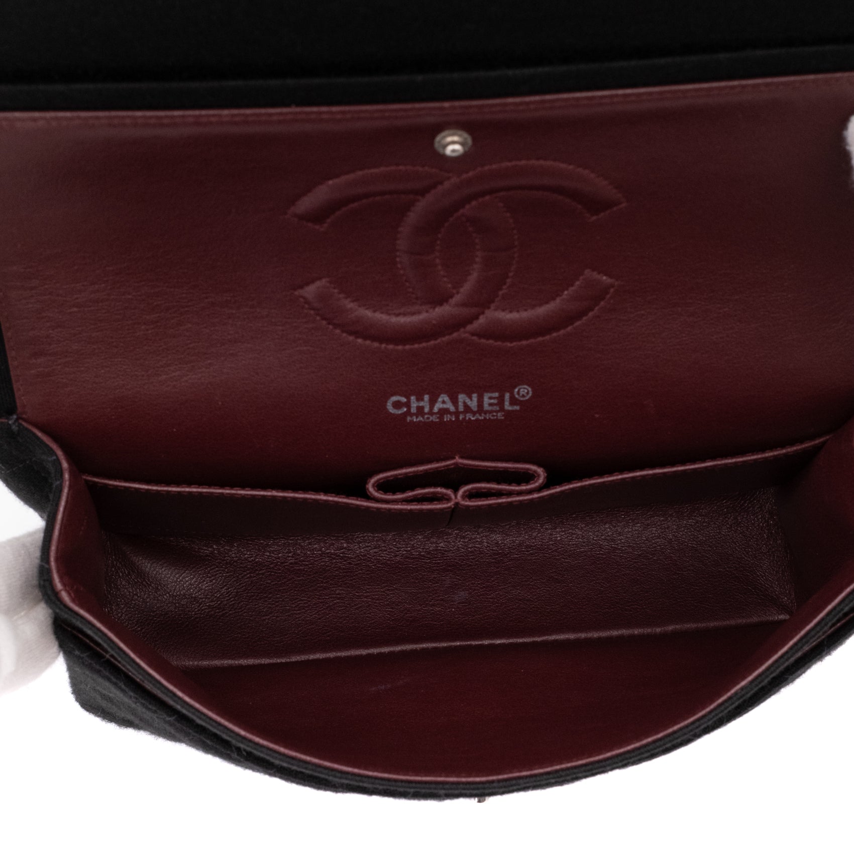 Chanel Classic Double Flap Medium Jersey Schwarz Mademoiselle PHW