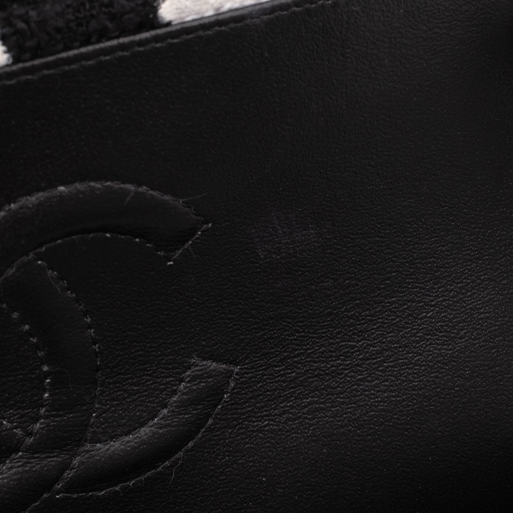 Chanel Classic Double Flap Medium Chevron Tweed Paint Splatter Black White