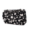 Chanel Classic Double Flap Medium Chevron Tweed Paint Splatter Black White