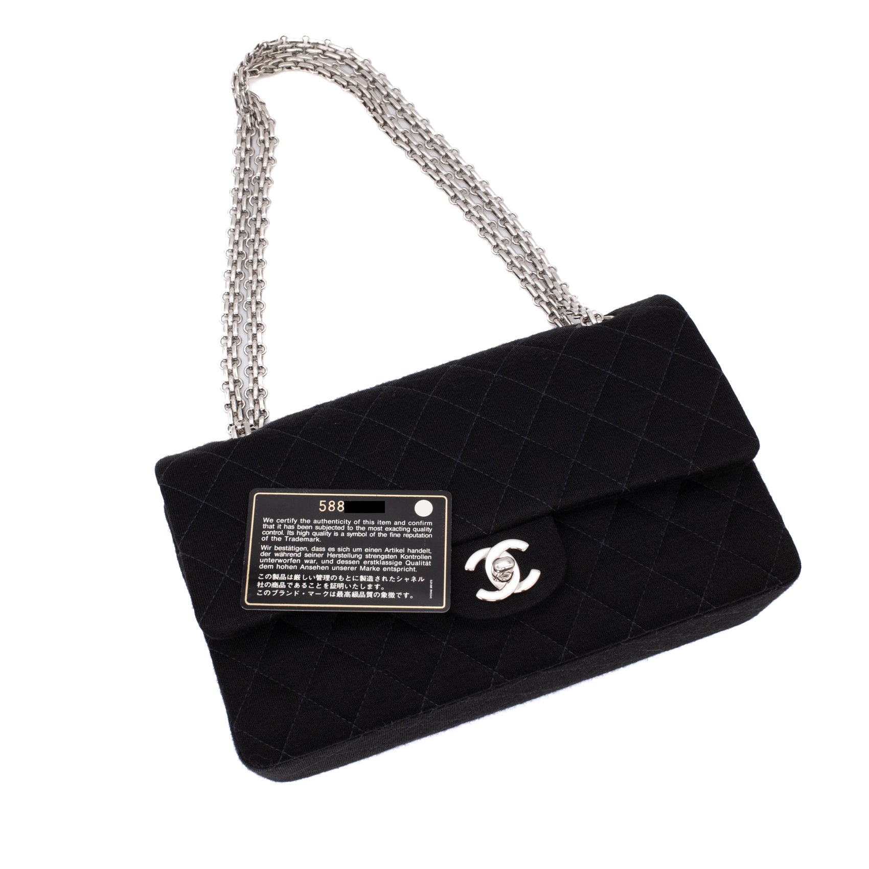Chanel Classic Double Flap Medium Jersey Schwarz Mademoiselle PHW