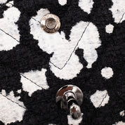 Chanel Classic Double Flap Medium Chevron Tweed Paint Splatter Black White