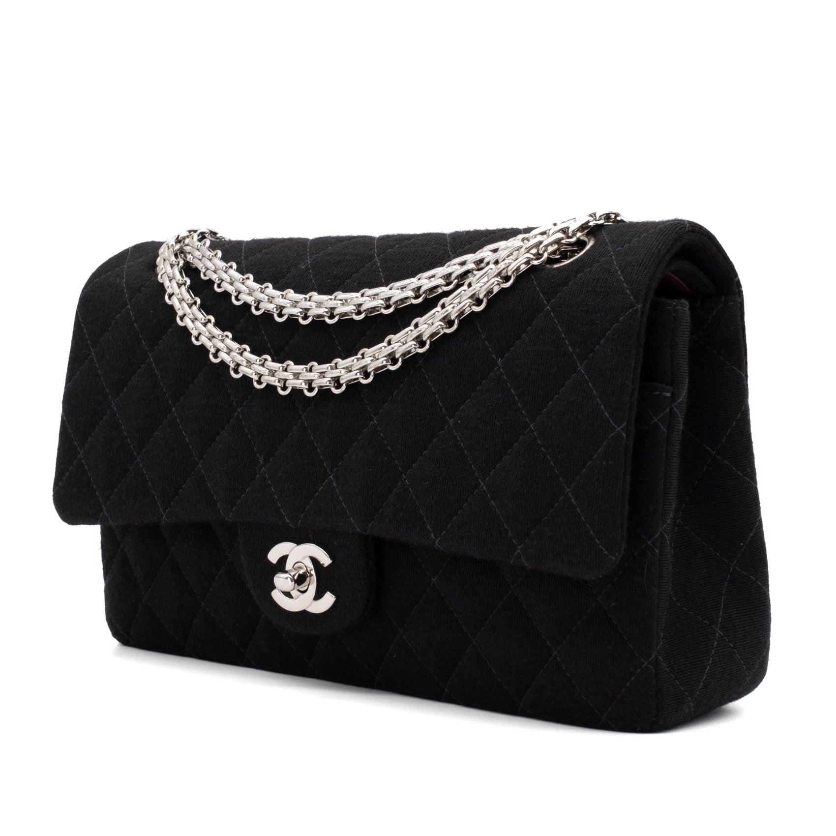 Chanel Classic Double Flap Medium Jersey Schwarz Mademoiselle PHW