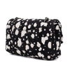 Chanel Classic Double Flap Medium Chevron Tweed Paint Splatter Black White