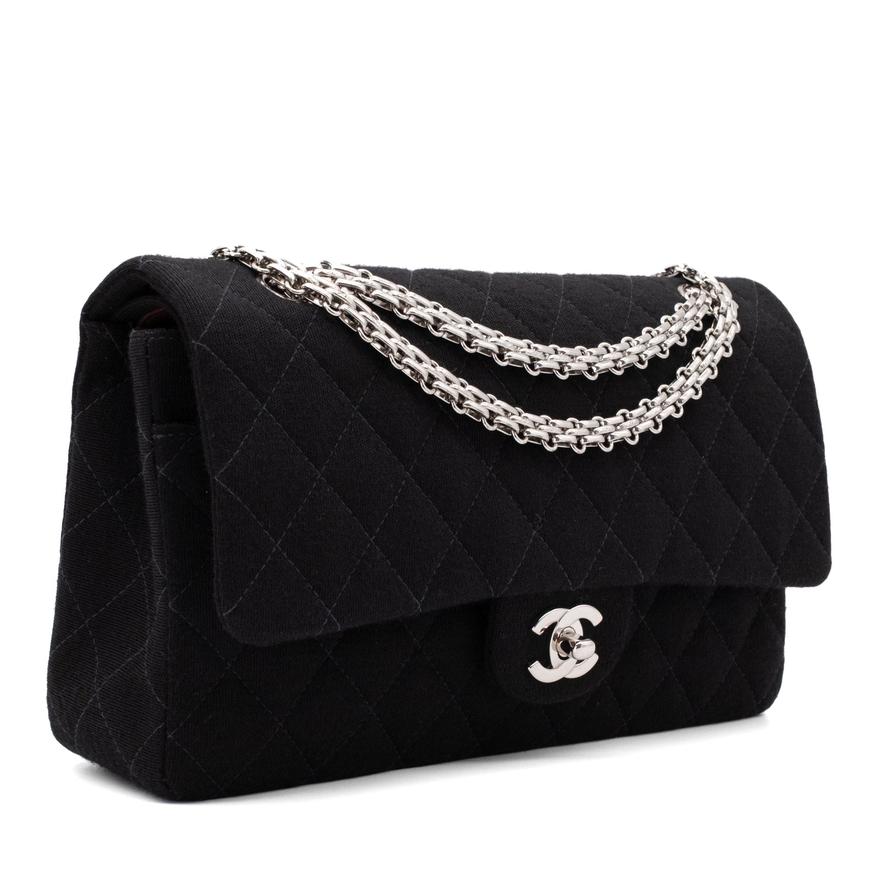 Chanel Classic Double Flap Medium Jersey Schwarz Mademoiselle PHW