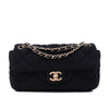 Chanel Classic Single Flap Bag East West Jersey Schwarz GHW Matt