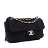 Chanel Classic Single Flap Bag East West Jersey Schwarz GHW Matt